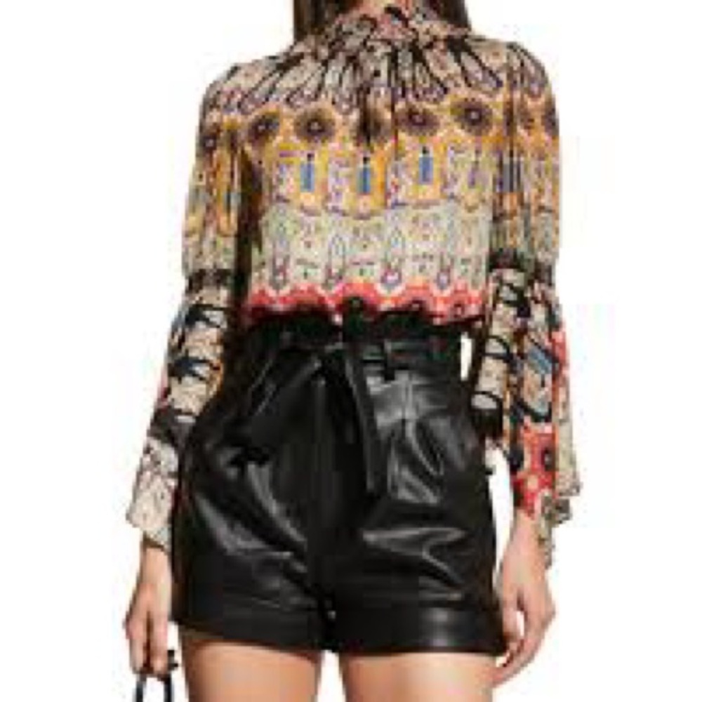 Alice + Olivia Jada Smocked Handkerchief Blouse